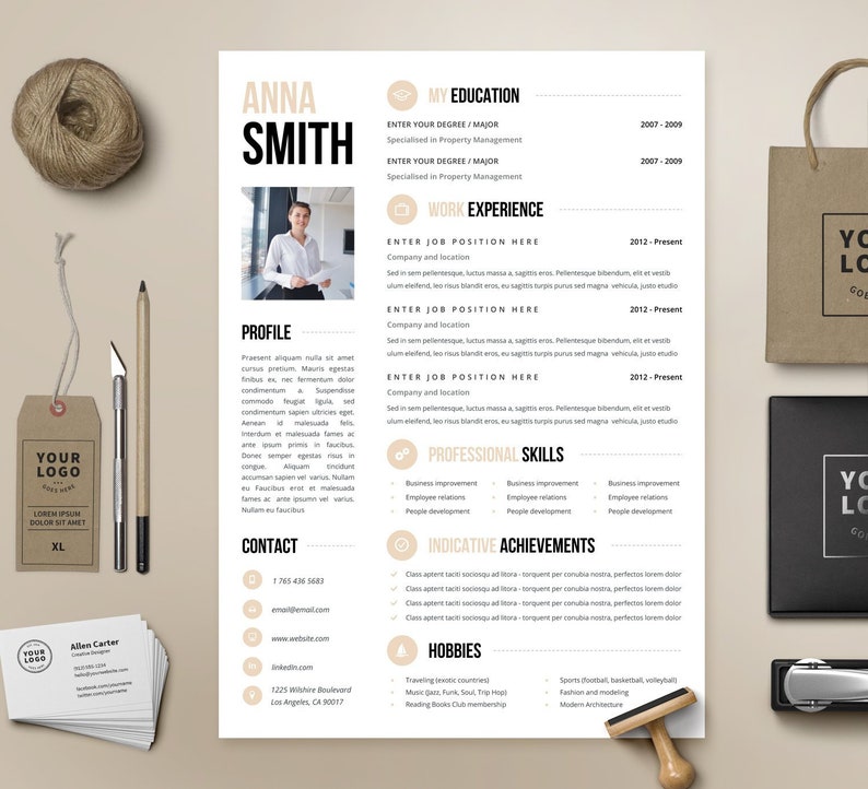 Professional Resume Template, Clean & Modern Resume Template, 1, 2 page resume template, Instant Download, Resume/CV Template for Word image 2