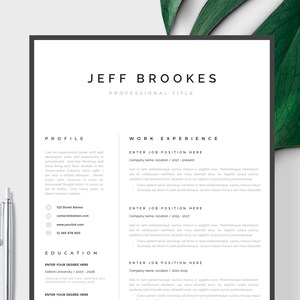 Modern Resume Template | CV Template, Cover Letter | Professional Resume for Word, Mac or Pc 1 page Minimal Resume, Instant Digital Download