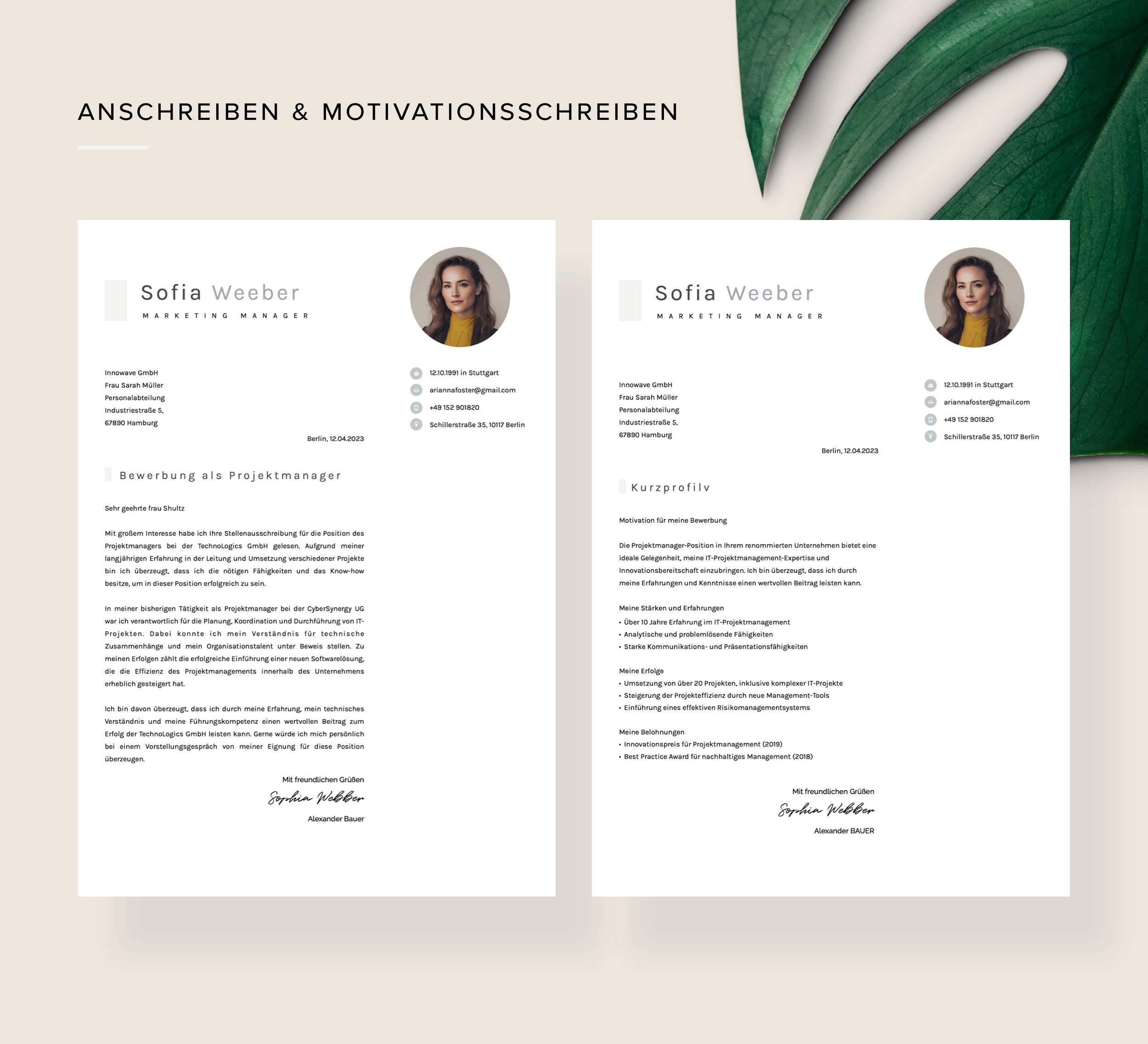 Bewerbung schreiben Vorlage Lebenslauf mit professioneller Gestaltung