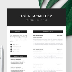 Modern Resume Template | CV Template, Cover Letter | Professional Resume for Word, Mac or Pc 1 page Minimal Resume, Instant Digital Download