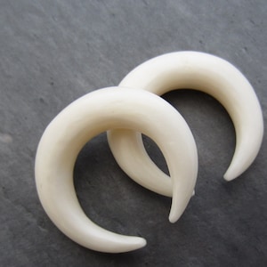 Pair  30mm Crescent moon. Horn, Buffalo bone carving