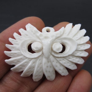 Owl pendant  Bone carving - Hand carved pendant owl G201