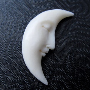 Double sided crescent moon, Carved buffalo bone  G130