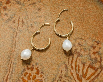 Pearl Drop Hoops