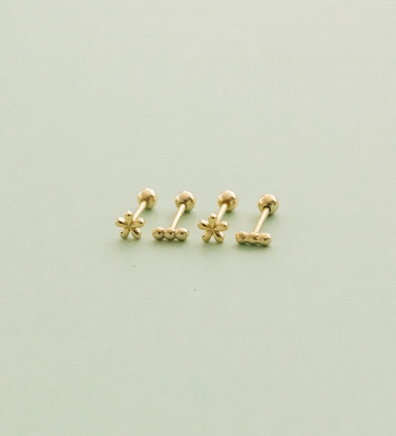 Dotted Bar Screw Back Earrings image 2