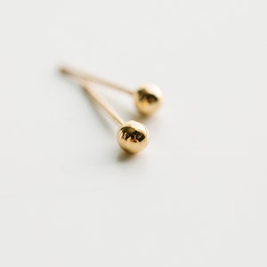 3mm Round Gold Ball Earrings image 1