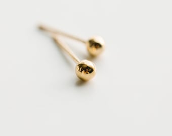 3mm Round Gold Ball Earrings