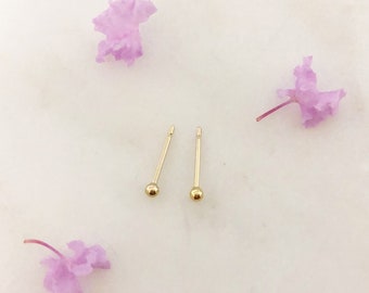 2mm Tiny gold ball earrings