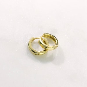 Beveled Mini Huggie Hoops
