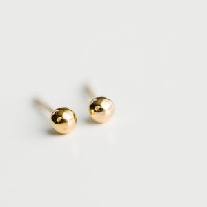 3mm Round Gold Ball Earrings image 2