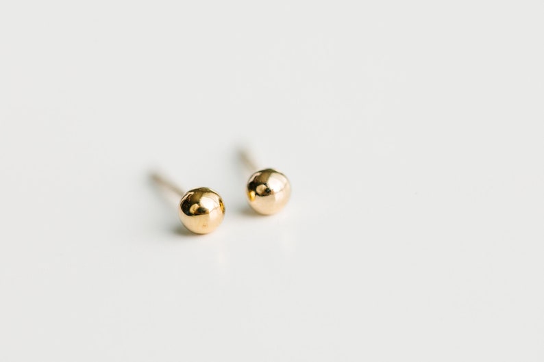 3mm Round Gold Ball Earrings image 2