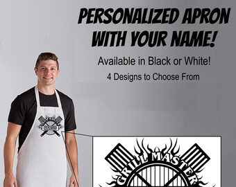 Personalized Apron for Dad! Choose from Black or White | Heat Transfer Vinyl | Multiple Vinyl Colors Available