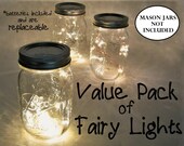VALUE PACK Fairy Lights with replaceable batteries. You pick quantity. 10 LEDs per wire, warm white lights for mason jars or crafts (REP10)
