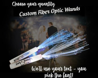 Personalized Fiber Optic Wedding Wands: Custom Text & Hashtag