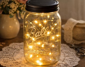 Mason Jar Fairy Lights with Replaceable Batteries: Warm White LEDs