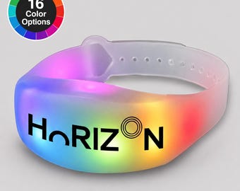 Custom 16 Color Option LED Bracelets | Full Color Logo Print, Event Favor