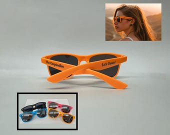 Double Arm Customization | 24 Pack of Neon Full Color Customized Party Sunglasses - Your Text | UV DTF Print