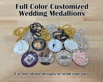 SINGLE-SIDED Custom Wedding Necklace Medallions: Full Color, Bulk Pack