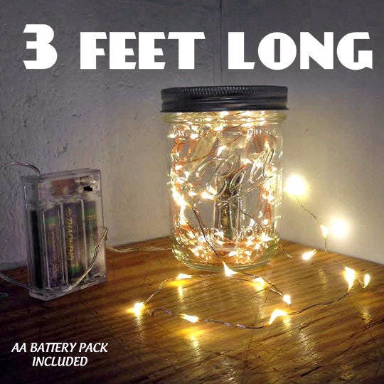 Copper Fairy Lights with LED lights uses AA batteries on Etsy