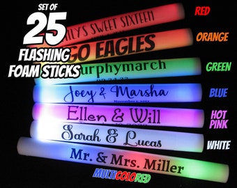 25 Custom LED Flashing Foam Sticks: Personalized Party Favors