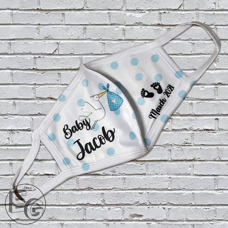 SET OF 5 Customized Baby Shower Face Masks. Etsy