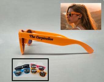 Single Arm Customization | 24 Pack of Neon Full Color Customized Party Sunglasses - Your Text | UV DTF Print