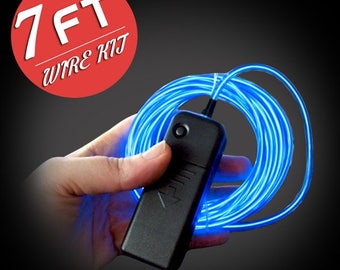 6.5 Foot (2 meter) EL Wire kit with AA inverter.  Multiple color options. Great for costumes, signs, and crafts.