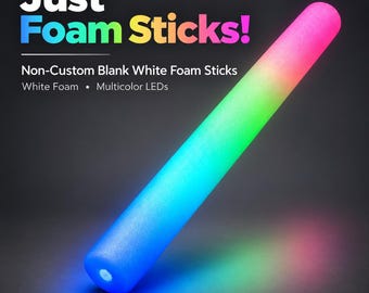 Rainbow LED Foam Glow Sticks | Blank Party Sticks for Custom Labels (17.5")