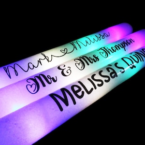 Your Text on an LED Foam/Glow Sticks -you pick the quantity!  Wedding receptions, parties, giveaways. Multiple fonts.