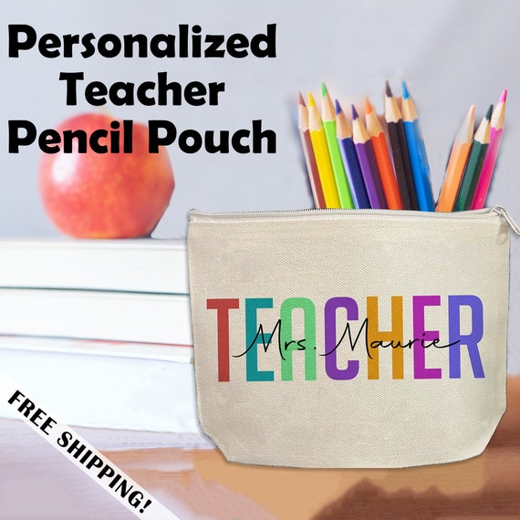 Personalized Teacher Gifts in Bulk Pencil Pouch Teacher School Professions  School Spirit School Mascot PTA 