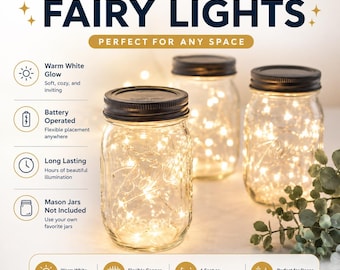 Warm White Fairy Lights with Replaceable Batteries: Mason Jar Crafts