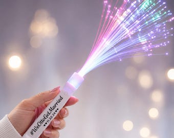 Multicolored Personalized Fiber Optic Wedding Wands | Custom Names, Dates & Hashtags