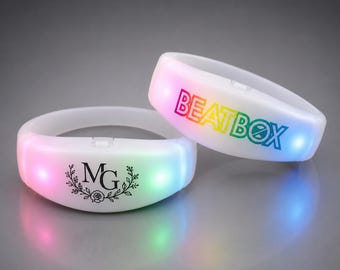 Custom Sound Activated LED Bracelets | Full Color Logo Print, Event Favor