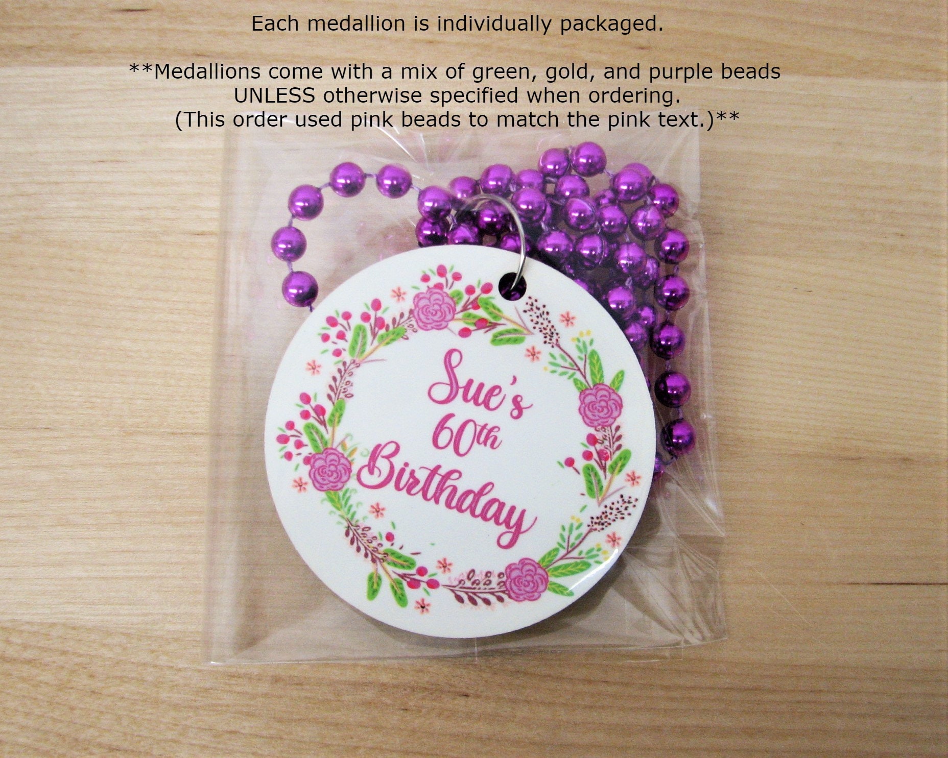 EINSEITIGE Mardi Gras-Halskettenmedaillons – Individuell gestaltet mit farbigem Design (verwenden Sie ein vorgefertigtes Design oder senden Sie Ihr eigenes ein). Großpackungen.