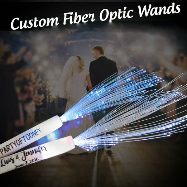 125 Customized Fiber Wands for wedding receptions and parties.  Great alternative to sparklers! Include your hashtag or other text.