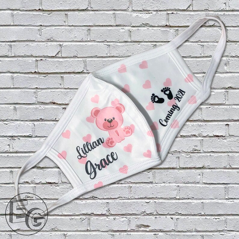 SET OF 5 Customized Baby Shower Face Masks. Etsy