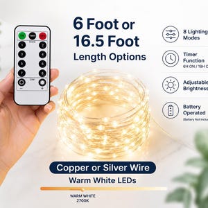 Remote Fairy Lights: Battery Operated, Timer, Copper or Silver Wire