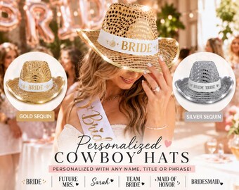 Custom Lighted Cowboy Hat with Logo or Name, Bride Hat, Bachelorette Party, Corporate Event
