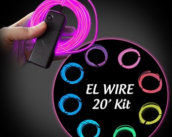 20-foot (6m) EL Wire Kit - Electroluminescent Wire - Glow Wire - AA Inverter Included - Great for Burning Man!