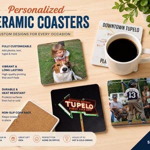 Custom Photo Coasters: Set of 4 Personalized Ceramic Coasters