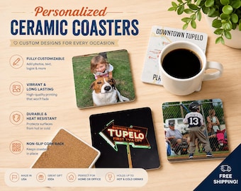 Custom Photo Coasters: Set of 4 Personalized Ceramic Coasters