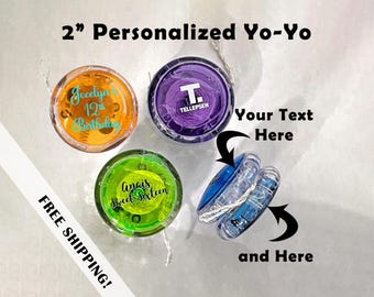 24 Pack of Double-Sided Personalized 2" Neon Yo-Yos | Add Your Text | UV DTF Full Color Customization | Great for Classroom Gifts