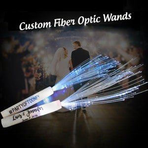 125 Customized Fiber Wands for wedding receptions and parties.  Great alternative to sparklers! Include your hashtag or other text.