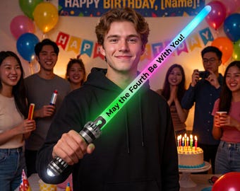 Personalized LED Rainbow Sword – Custom Light Up Saber with Logo, Name or Text