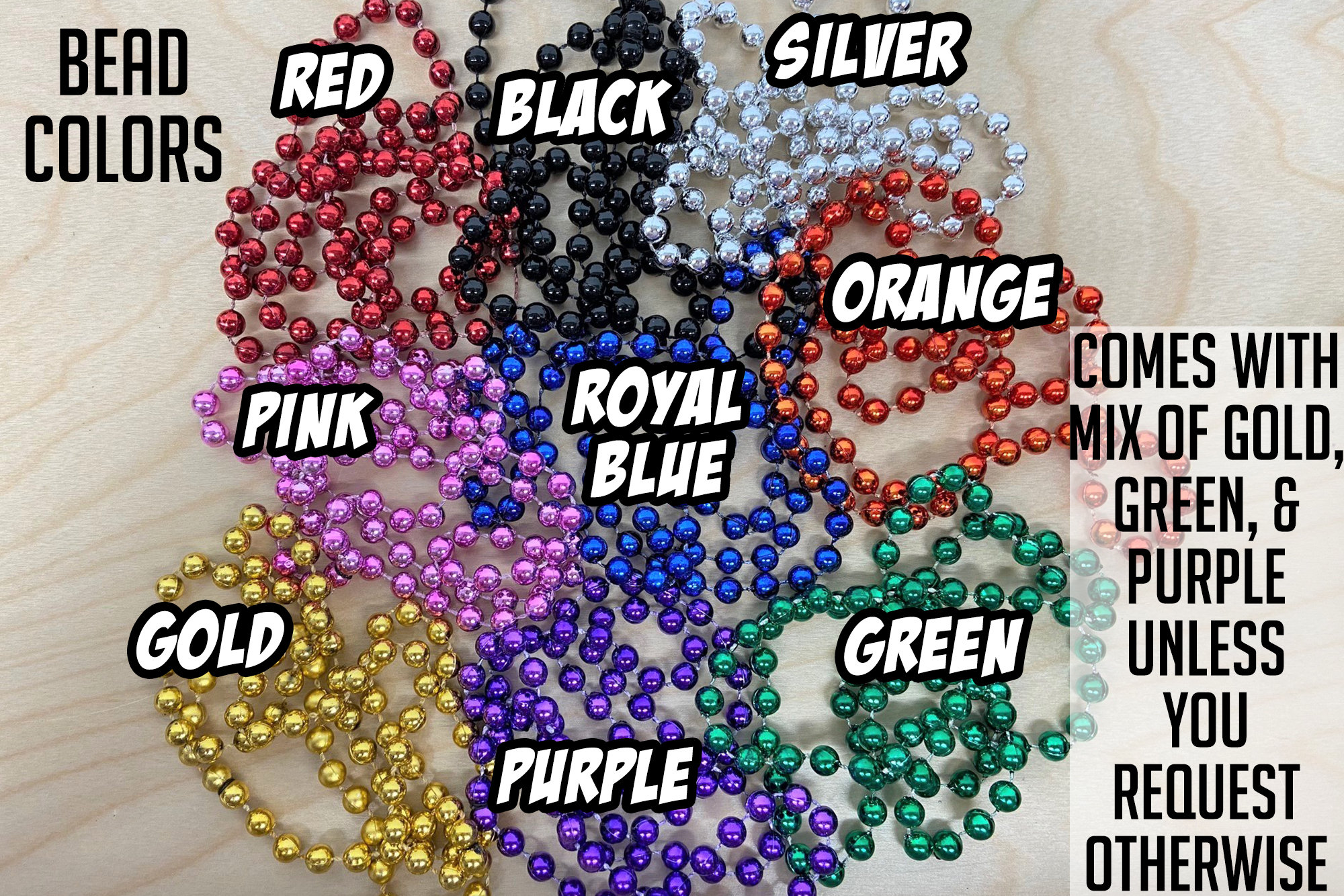 EINSEITIGE Mardi Gras-Halskettenmedaillons – Individuell gestaltet mit farbigem Design (verwenden Sie ein vorgefertigtes Design oder senden Sie Ihr eigenes ein). Großpackungen.
