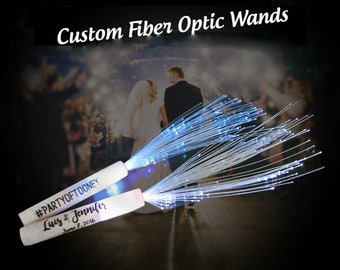 75 Customized Fiber Wands for wedding receptions and parties.  Great alternative to sparklers! Include your hashtag or other text.