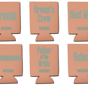 Personalized Wedding Party Gifts Can Covers Your wedding colors Can Cover - Set of 6