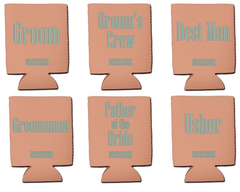 Personalized Wedding Party Gifts Can Covers Your wedding colors Can Cover - Set of 6