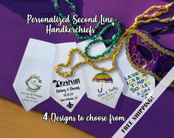 Personalized Second Line Handkerchiefs - 4 Designs To Choose From - Bulk Quantities - 14"X14"
