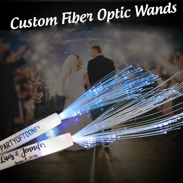 75 Customized Fiber Wands for wedding receptions and parties.  Great alternative to sparklers! Include your hashtag or other text.